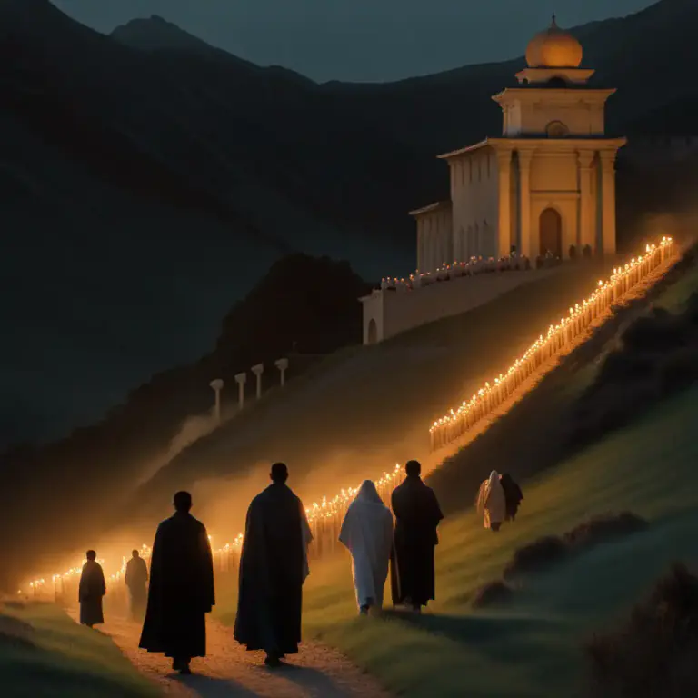 Visual representation of "shrine" - A place considered holy because it is connected to a sacred person or event