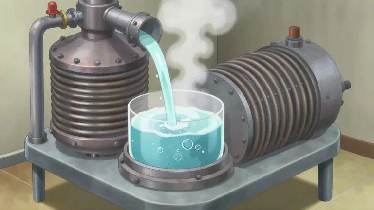 Visual representation of "evaporator" - A device that heats a liquid to convert it into vapor, often used in refrigeration and achieving concentration of solutions.