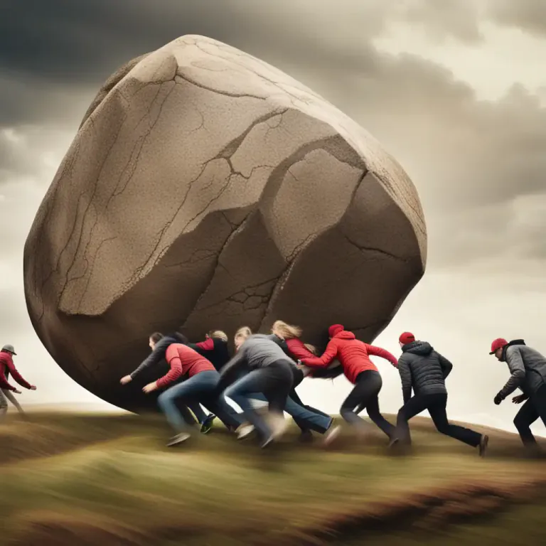 Visual representation of "plunge ahead" - Continue doing something in a confident or determined way, especially when the situation is difficult.