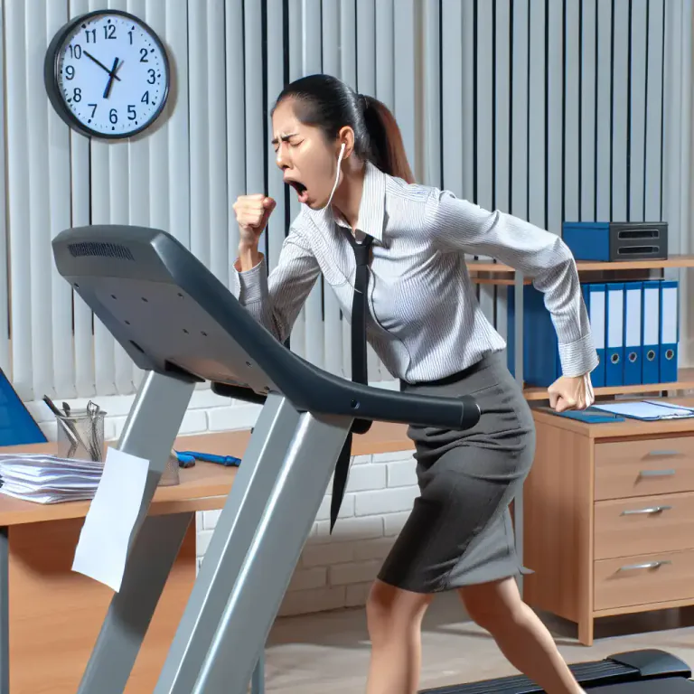Visual representation of "treadmill" - A situation in which you keep doing something but never make progress.