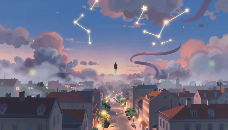 Visual representation of "oneiric" - Relating to dreams; dreamlike.