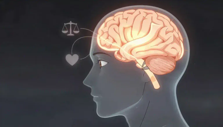 Visual representation of "orbitofrontal" - Relating to the frontal part of the brain located above the orbits of the eyes, associated with processing rewards and decisions.