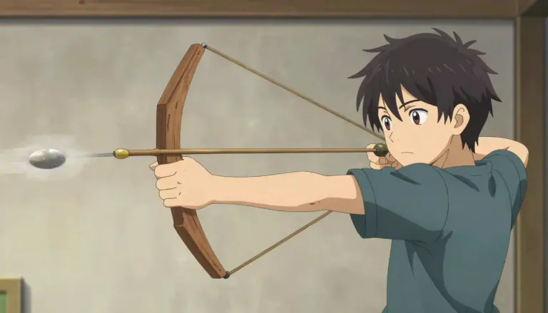 Visual representation of "slingshot" - To propel or launch something using a slingshot.