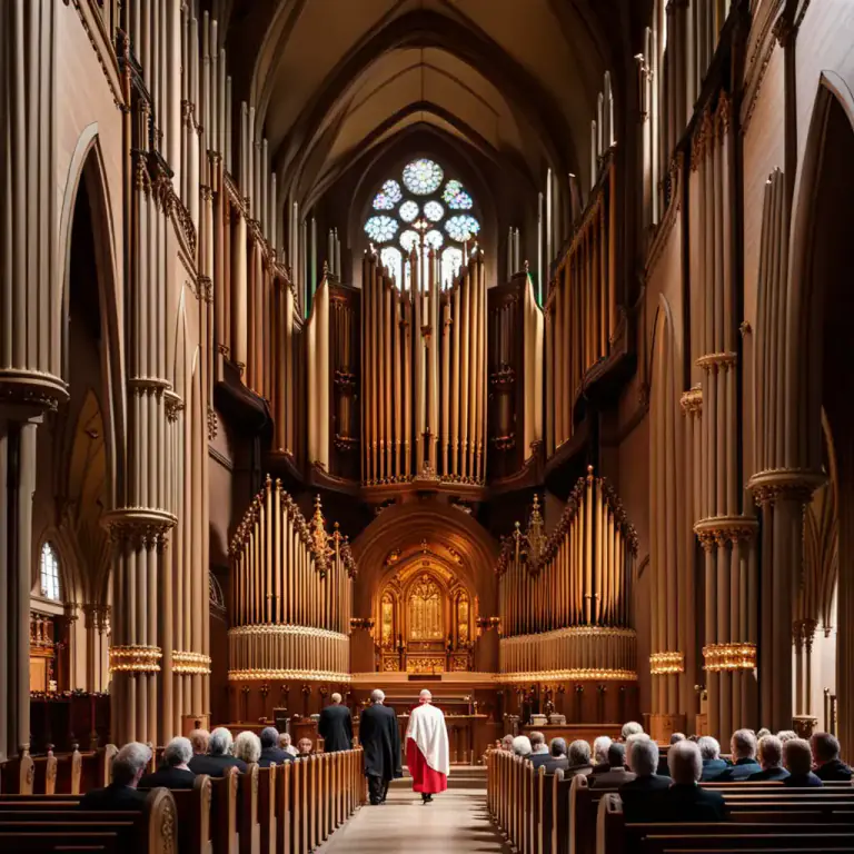 Visual representation of "choir" - The part of a church where the choir sits during services.