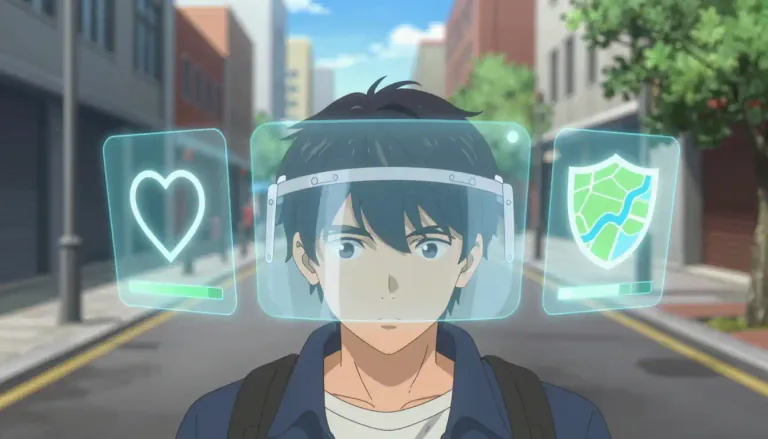 Visual representation of "hud" - Short for Heads Up Display. It's a display with important information that is projected where a person can see without looking away from their views