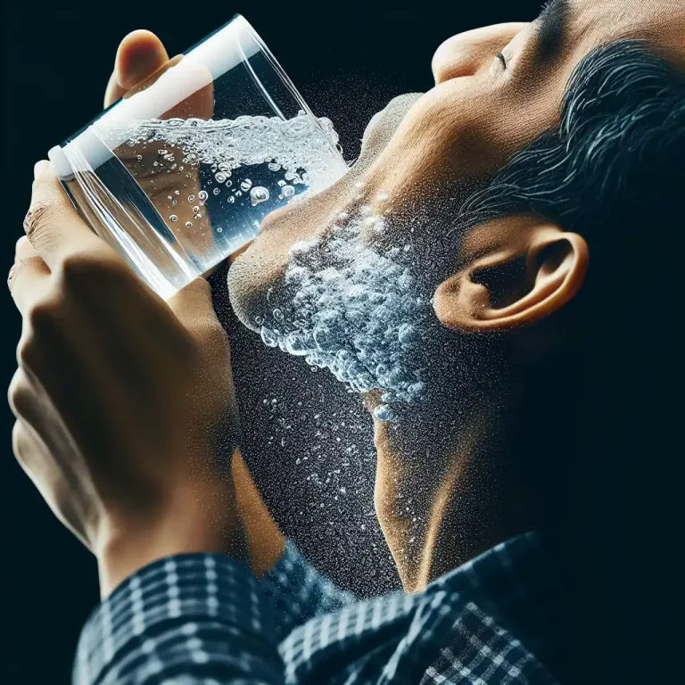 Visual representation of "gargle" - The act of washing your mouth and throat with a liquid.