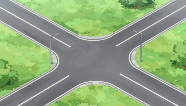 Visual representation of "junction" - A place where two or more roads, lines or parts meet.