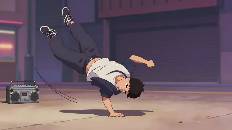 Visual representation of "breakdance" - Breakdance is a style of street dancing that involves dynamic movements and acrobatic moves, usually performed to hip-hop music.