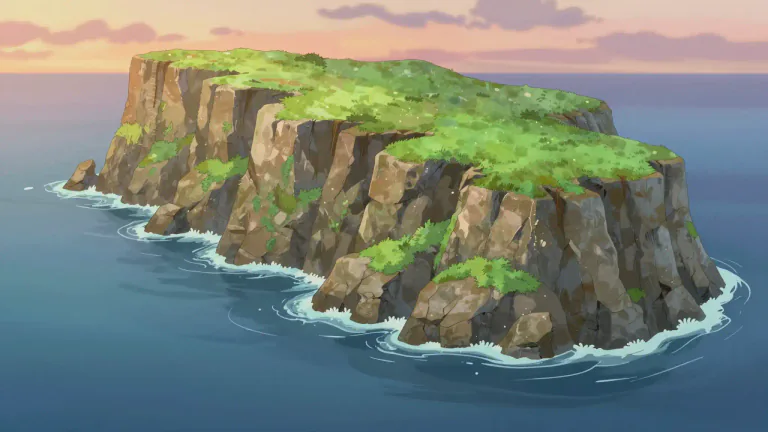 Visual representation of "headland" - A piece of land that goes out into the sea or a lake