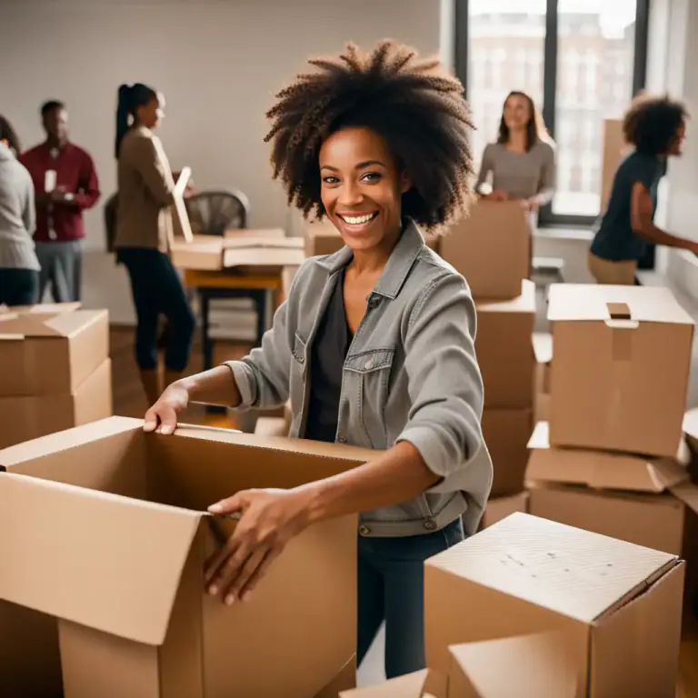 Visual representation of "move into" - To change the place where you live to a different one.