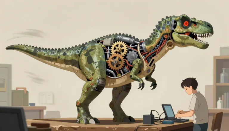 Visual representation of "animatronic" - Involving or relating to animated figures that are operated through mechanics.