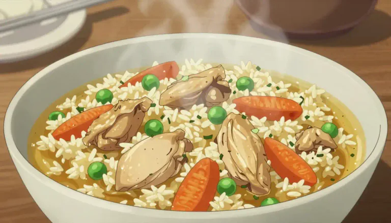 Visual representation of "pilaf" - Pilaf is a dish made from rice cooked in a seasoned broth, often mixed with meat or vegetables.