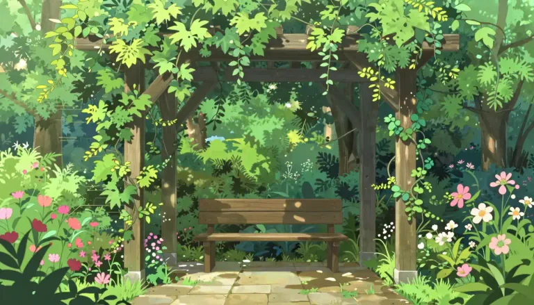 Visual representation of "arbor" - A sheltered place in a garden made by trees or climbing plants.