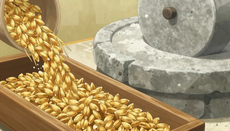 Visual representation of "grist" - Grain that is to be ground into flour.