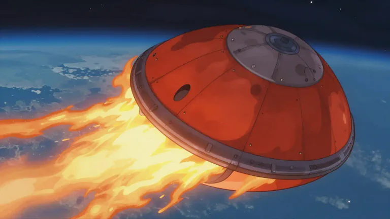 Visual representation of "heatshield" - A structure designed to protect an object from extreme heat, often used in the context of space travel.