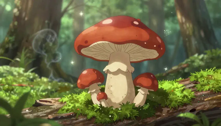 Visual representation of "reishi" - A type of medicinal mushroom, often consumed for its health benefits, including boosting the immune system and reducing stress.