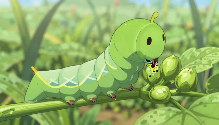 Visual representation of "budworm" - A type of caterpillar that damages the buds of plants, particularly in crops.