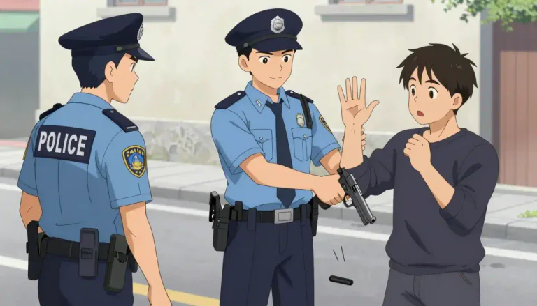 Visual representation of "disarm" - To take away weapons from someone or something
