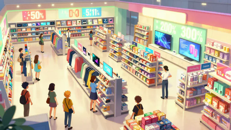 Visual representation of "storewide" - Referring to an event, promotion, or discount that applies throughout the entire store.
