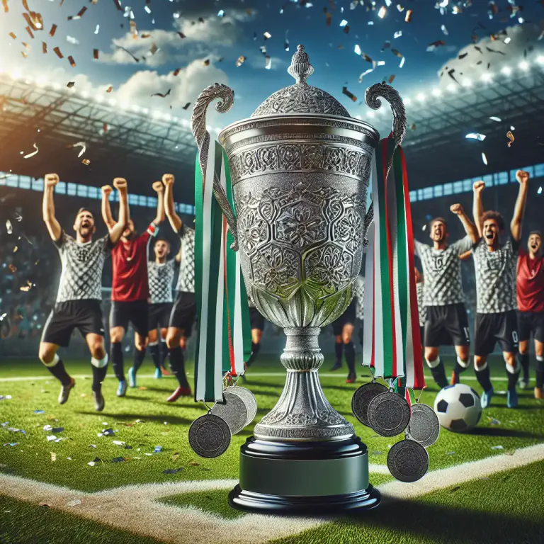 Visual representation of "silverware" - Trophies and other prizes made of silver, especially in sports.