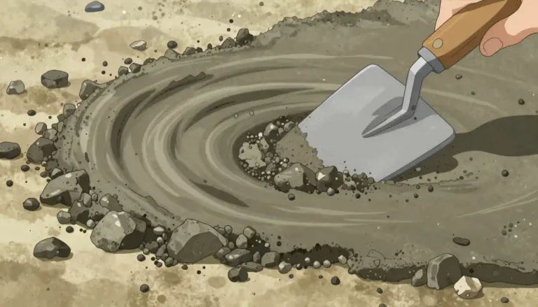 Visual representation of "cementation" - The process or method used to bind different particles and materials together.