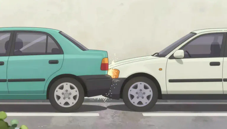 Visual representation of "sideswipe" - To hit something or someone on the side, especially in a car collision.