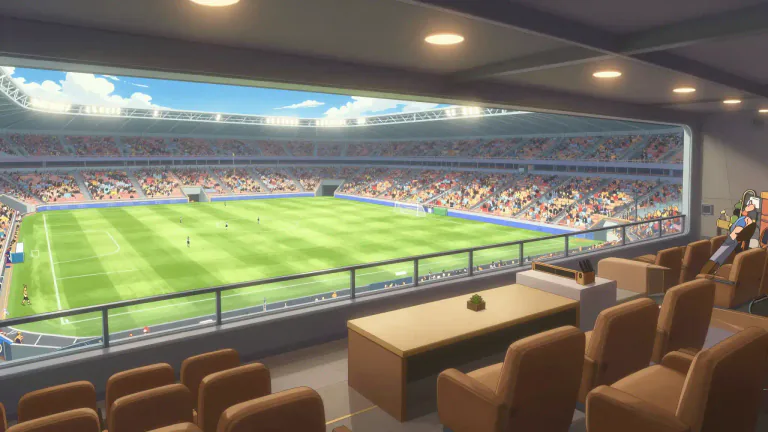 Visual representation of "skybox" - A skybox is a luxury seating area or suite located high in a stadium or arena, designed for an elevated view of sports events or concerts.