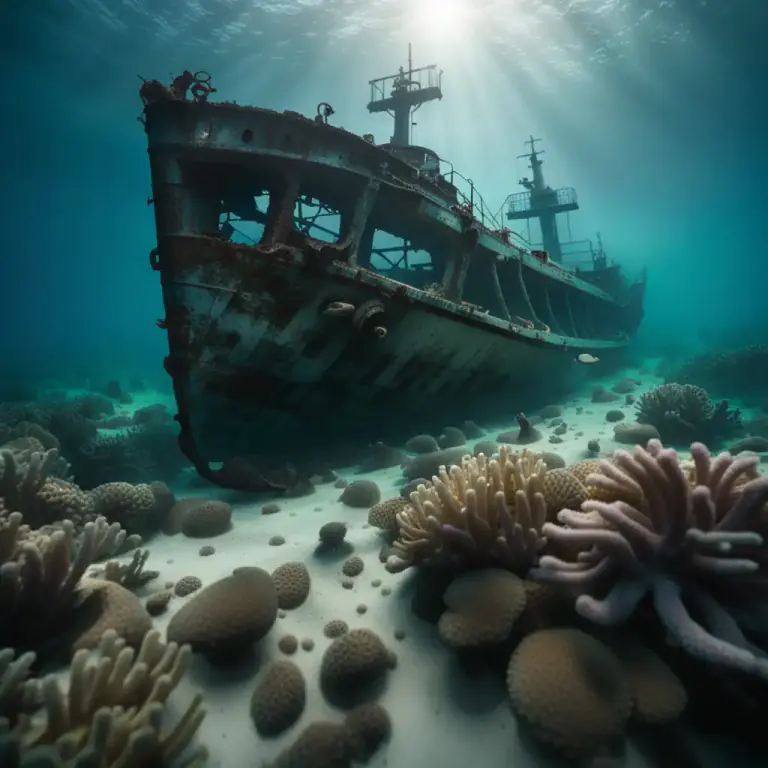 Visual representation of "be/lie at the bottom of something" - To be located at the deepest part of something.