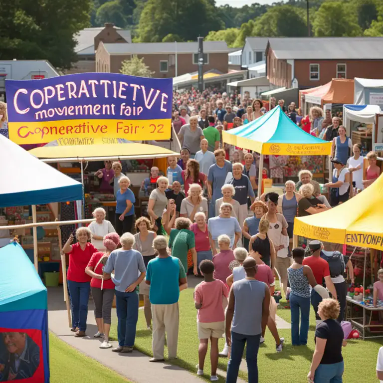 Visual representation of "cooperative" - Relating to a Cooperative.
