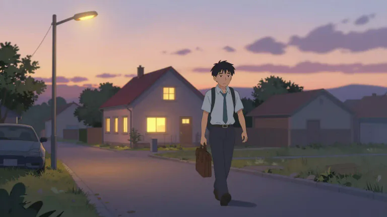 Visual representation of "homeward" - To or towards the direction of home.