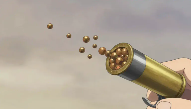 Visual representation of "birdshot" - Birdshot is a type of shotgun ammunition that contains a large number of small pellets designed to shoot birds or small game.
