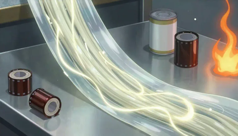 Visual representation of "nitrocellulose" - A highly flammable compound made from cellulose that has been chemically modified by the introduction of nitro groups, frequently used in explosives and as a film base.
