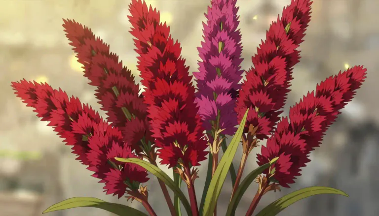 Visual representation of "amaranth" - A flower that retains its color when dried, often associated with immortality.