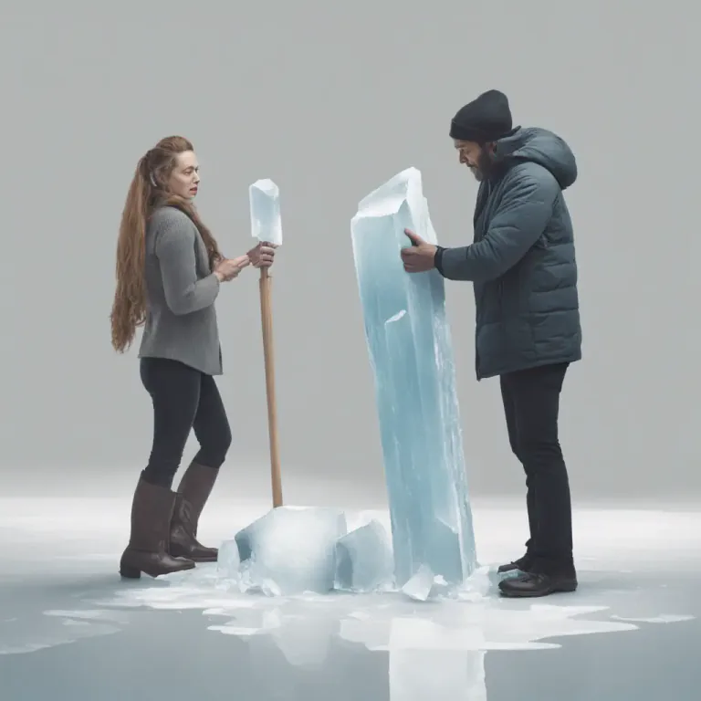 Visual representation of "break the ice" - To start a conversation or interaction in a social situation