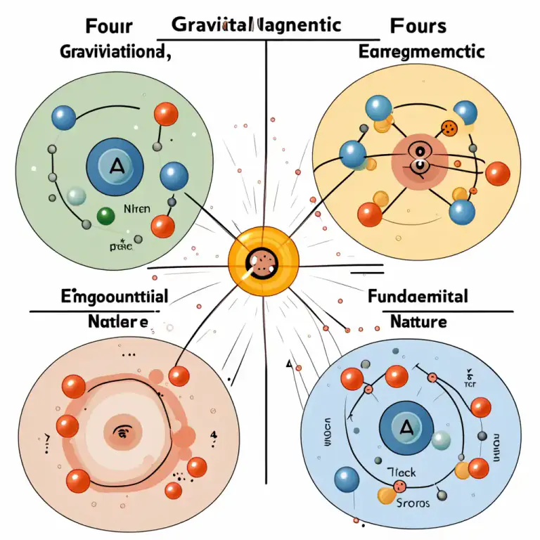 Visual representation of "the forces of nature" - In physics, the fundamental interactions that are recognized as distinct fundamental interactions in nature, including gravitational, electromagnetic, strong nuclear, and weak nuclear forces.