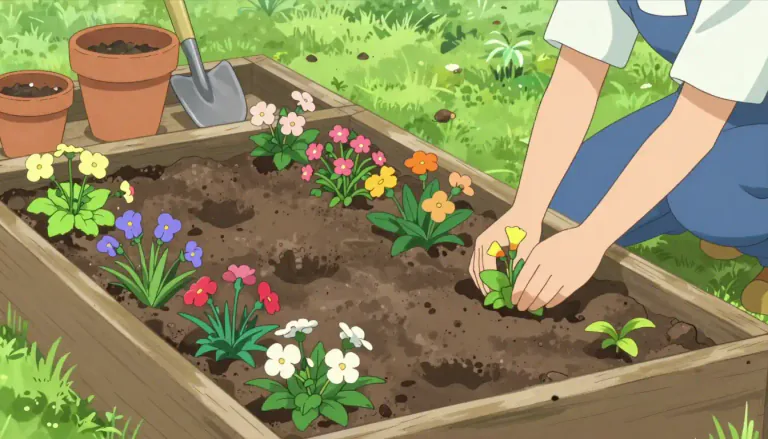 Visual representation of "infill" - The process of filling in spaces, often in gardening or design contexts.