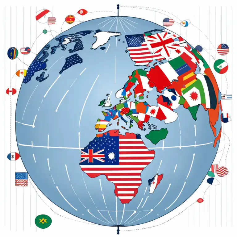 Visual representation of "interdependence" - A relationship between countries where they rely on each other economically