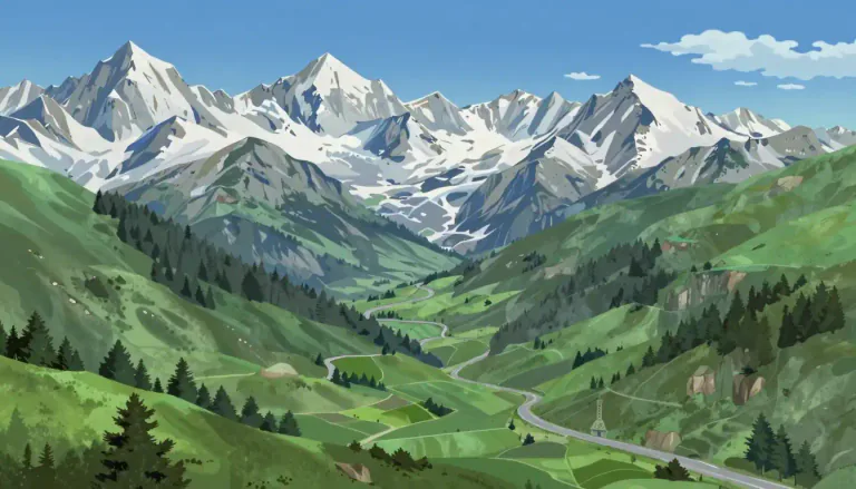Visual representation of "pyrenean" - Relating to the Pyrenees mountain range in southwestern Europe, which separates France from Spain.