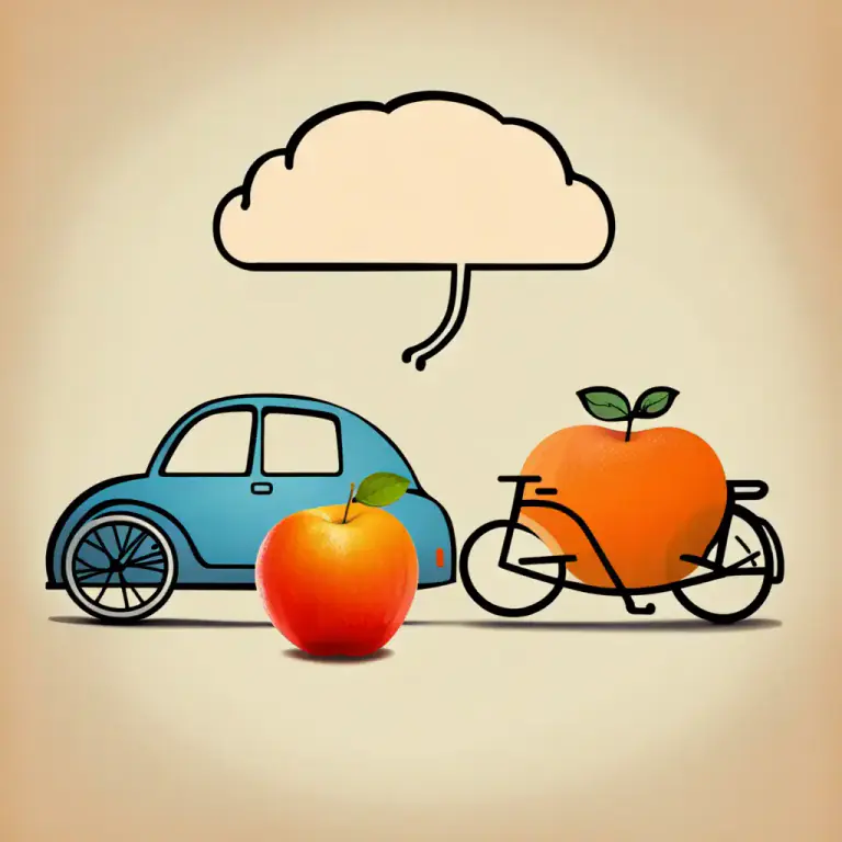 Visual representation of "apples and oranges" - Two things that are very different and cannot be compared.