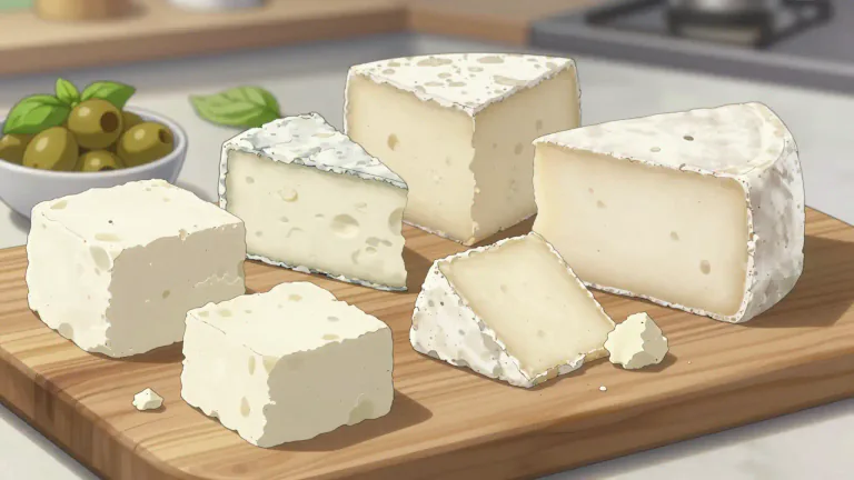 Visual representation of "feta" - Feta can also refer to any cheese that is similar in style or appearance to traditional feta cheese.