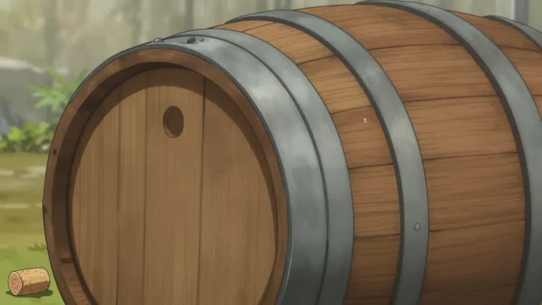 Visual representation of "bunghole" - The hole in a barrel that is used for filling or emptying liquid.