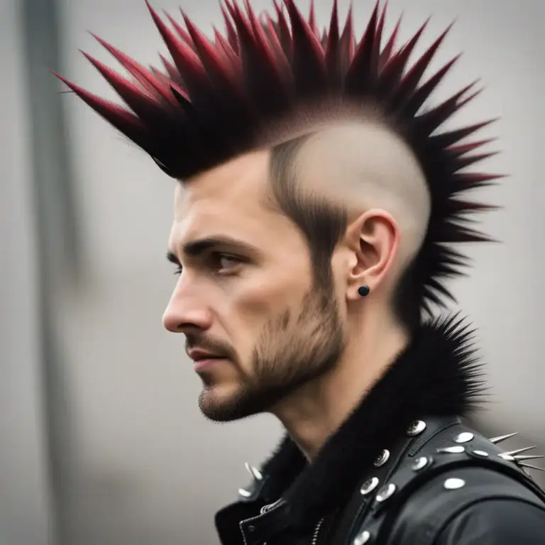 Visual representation of "hedgehog" - A spiky hairstyle where the hair is gelled into large spikes pointing out