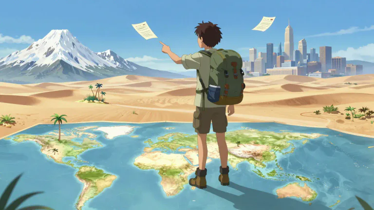 Visual representation of "wanderlust" - A strong desire to travel around the world.