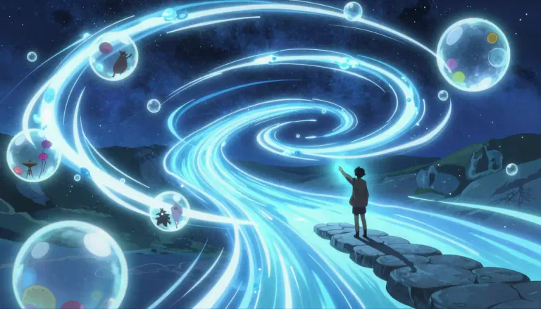 Visual representation of "timestream" - A conceptual flow of time, often used in literature to describe the progression of events.