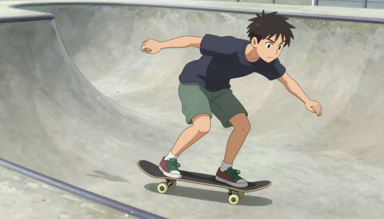 Visual representation of "fakie" - In skateboarding or snowboarding, 'fakie' refers to riding with the rear foot at the back, while the front foot is at the front, often while performing tricks in reverse.