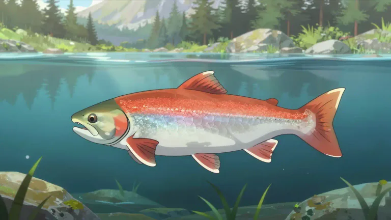Visual representation of "kokanee" - A landlocked form of sockeye salmon found in various lakes in North America.