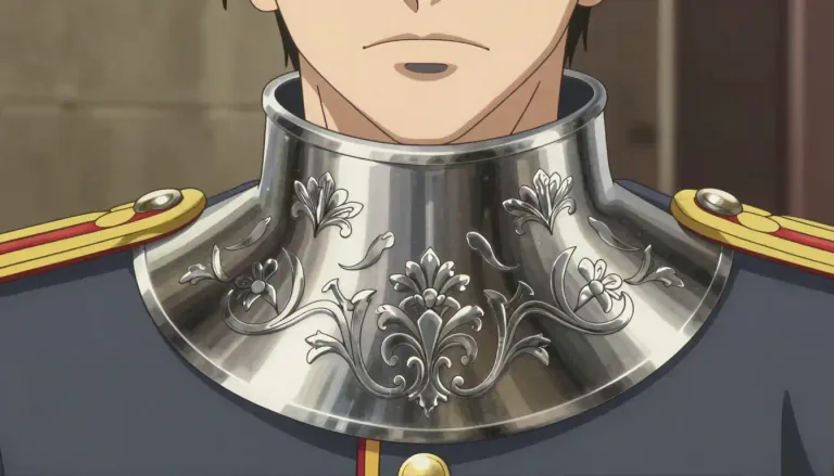 Visual representation of "gorget" - A decorative neck piece worn as part of clothing or military uniform.