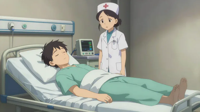 Visual representation of "coma" - A state where a person is unconscious and cannot be woken up, usually caused by illness, injury, or drug