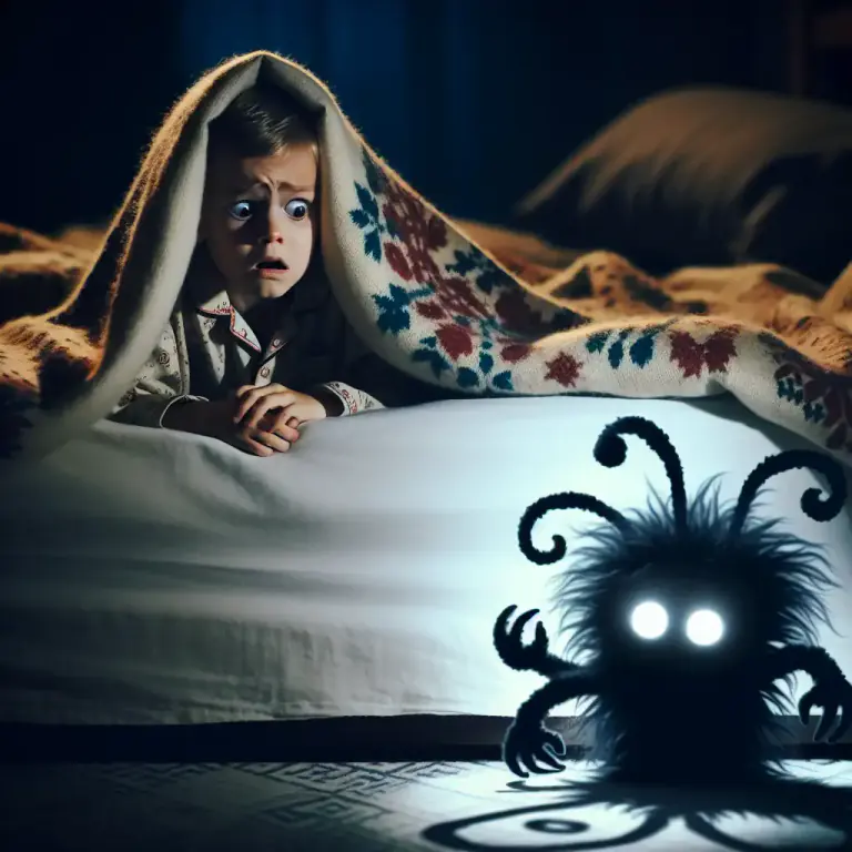 Visual representation of "booger" - A frightening imaginary being, often used to frighten children.