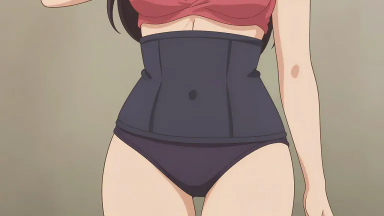 Visual representation of "girdle" - A belt-like piece of clothing worn around the waist, especially by women, to shape and fit the waist and hips.